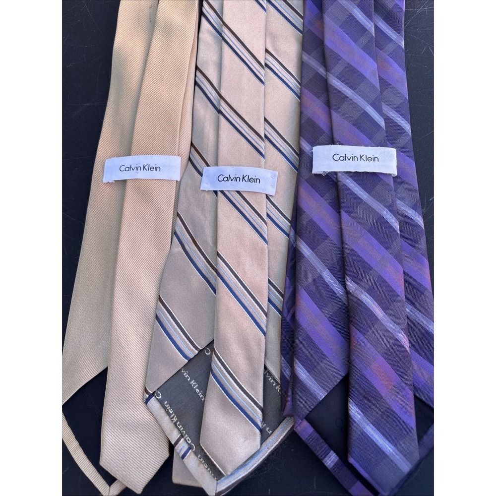 Lot of 3 Calvin Klein Men's Neck Ties 100% Silk Lot Good Condition